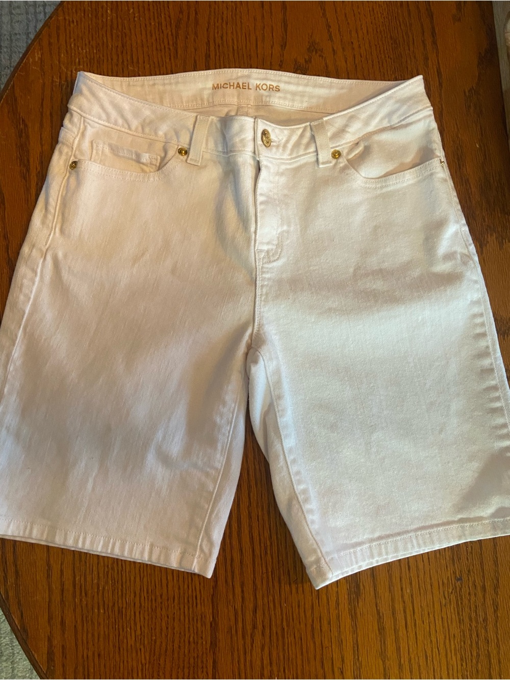 Michael Kors White Skinny Jeans shorts with Gold Hardware